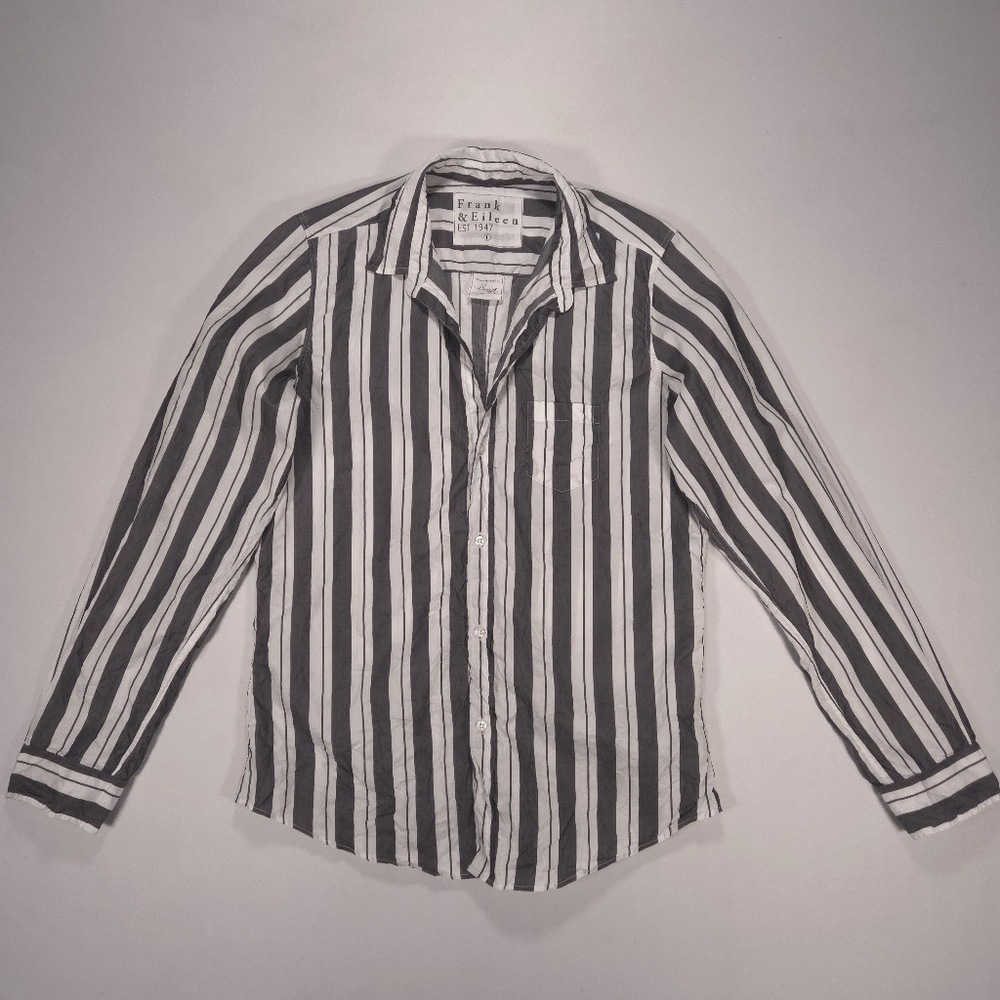 Frank & Eileen Barry Crinkle Button-down in Multi Stripe Womens Large EUC!